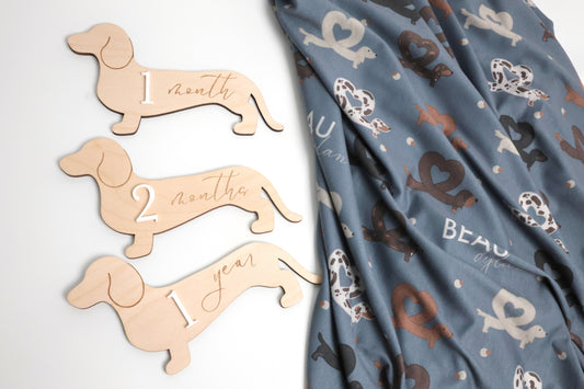 Dachshund Baby Swaddle Blanket - I Heart Dachshunds Custom Name