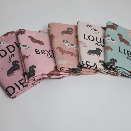 Dachshund Baby Swaddle Blanket - Dachshunds Custom Name