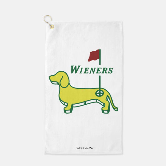 Dachshund golf towel inspired by the masters
