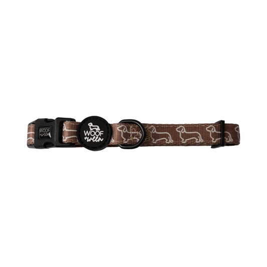 Camel brown dachshund pattern wiener dog collar