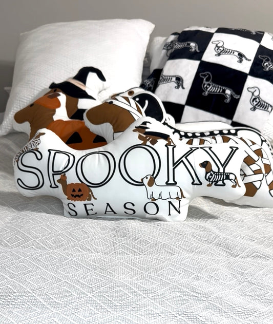 Dachshund Pillow - Halloween Doxie Mummy