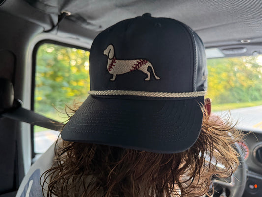 EMBROIDERED Rope Hat - Dachshund Baseball Doxie