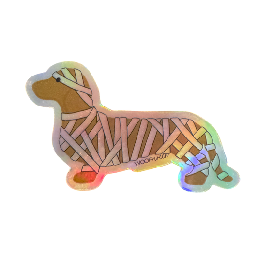 Dachshund Sticker - WEEN MUMMY  - holographic dachshund sticker