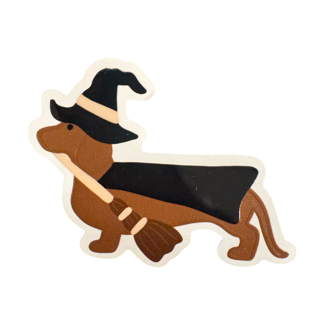 Dachshund Sticker - WEEN WITCH - 3D dachshund sticker