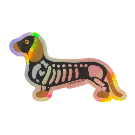 Dachshund Sticker - SKELEWEEN  - holographic dachshund sticker