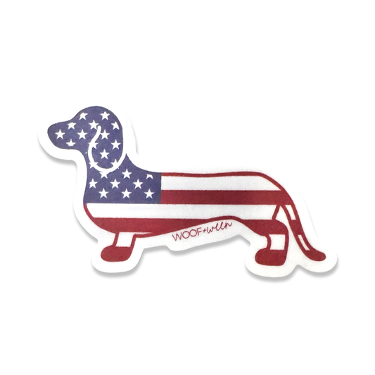 Dachshund Sticker - American Flag USA Wiener Dog