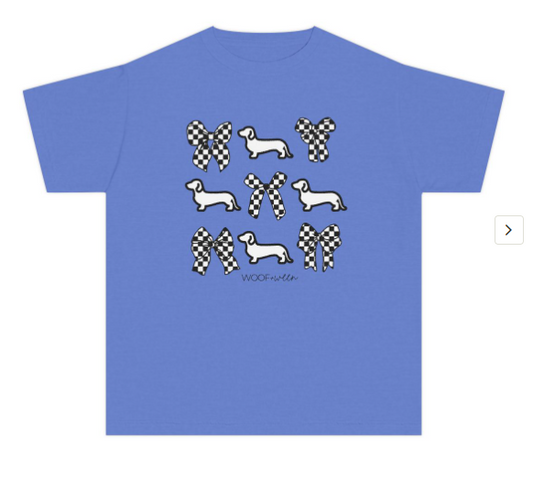 YOUTH Dachshund Tee - doxies and checkered bows
