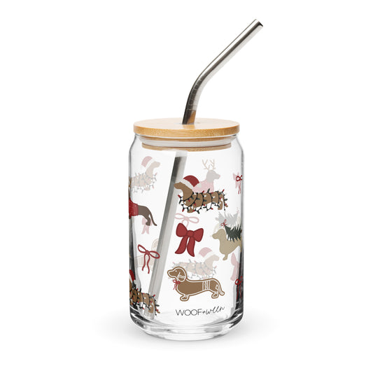 Dachshund Christmas cup with red bows and wiener dogs