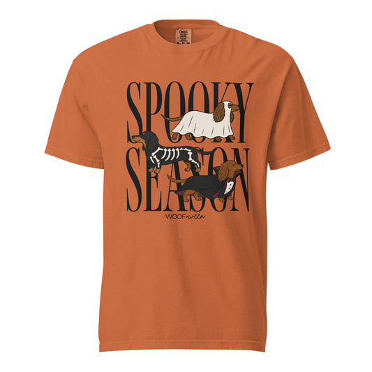 Dachshund Halloween Spooky Season t-shirt in yam orange