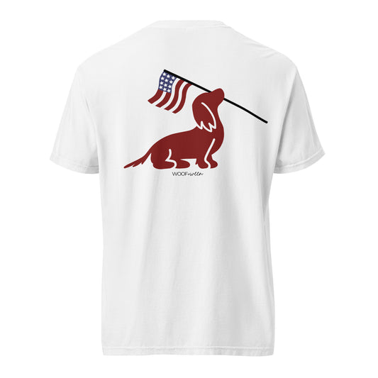 Long haired dachshund USA American flag t-shirt, doxie gift