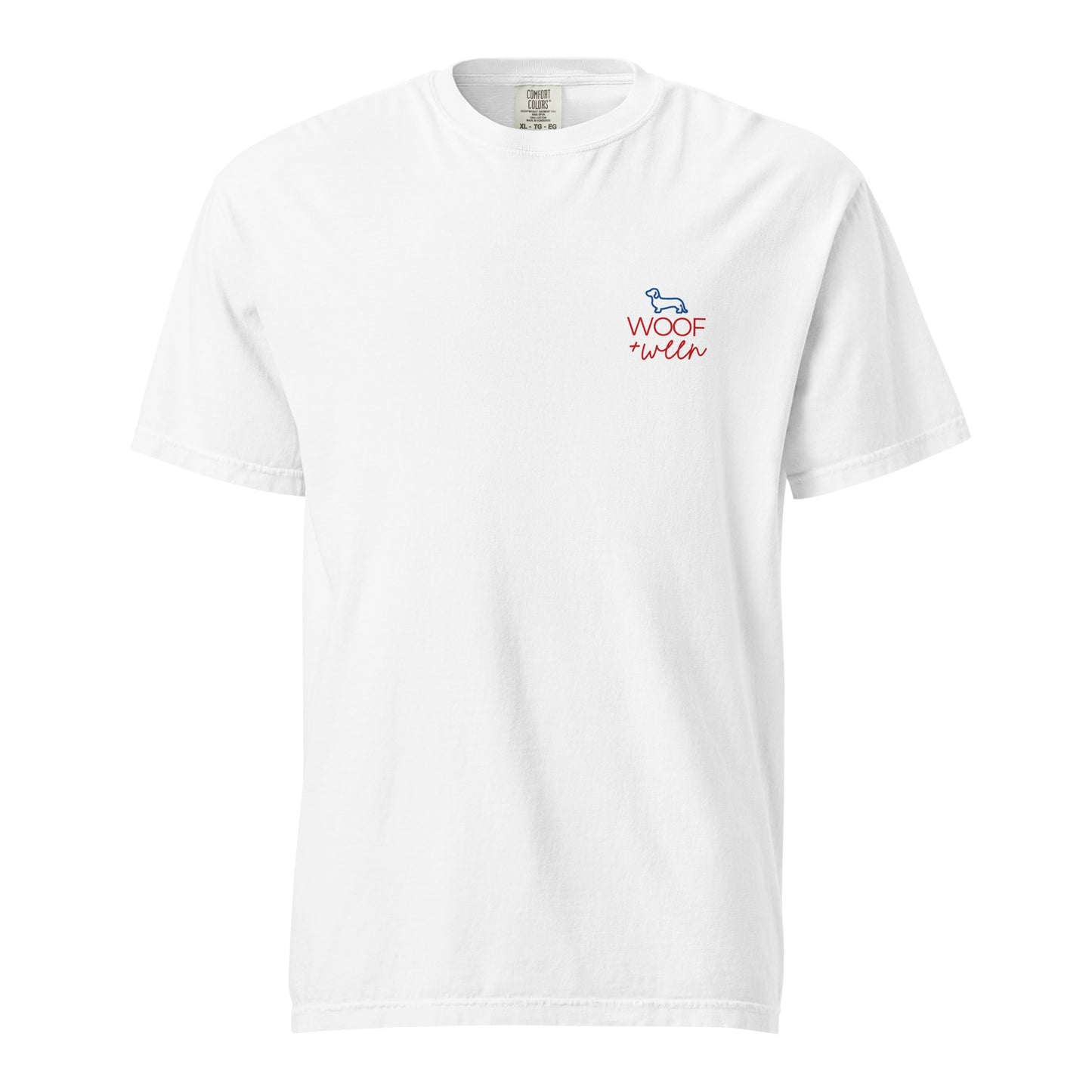 Dachshund golf shirt, weens on the greens doxie open design front view
