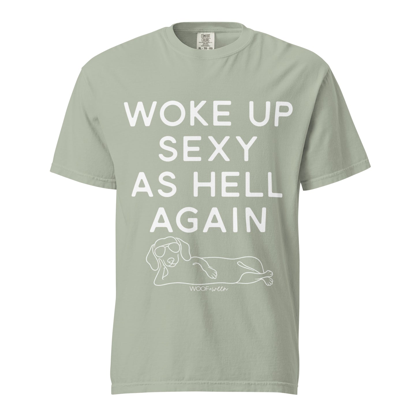 Bay Woke Up Sexy As Hell dachshund shirt – short hair doxie tee, oversized swimsuit coverup