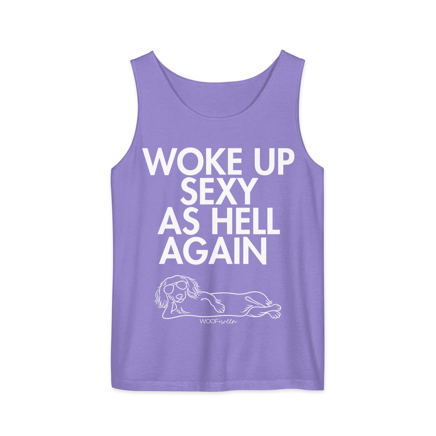 Violet Woke Up Sexy As Hell dachshund tank top – long hair doxie tank, oversized swimsuit coverup