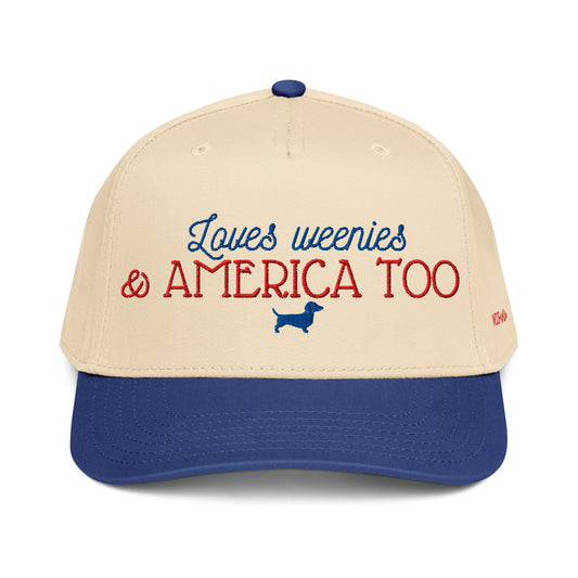 USA america dachshund embroidered hat for july fourth