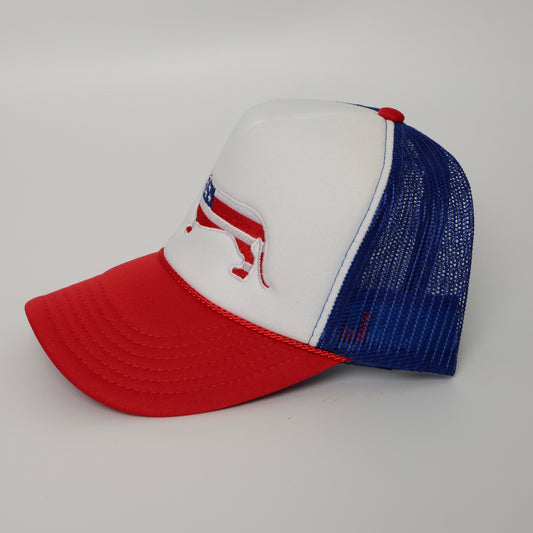 usa dachshund trucker hat side view