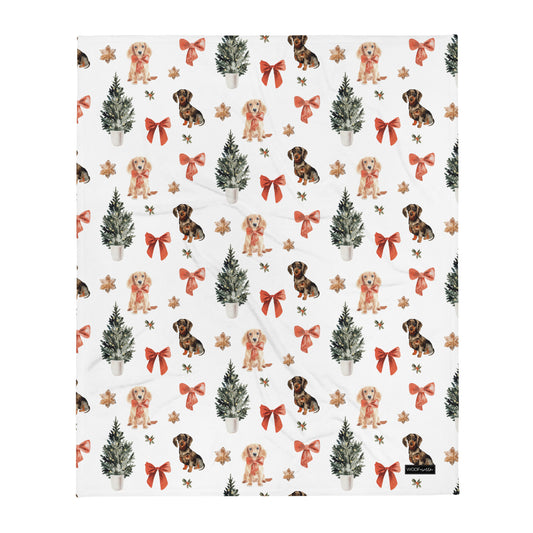 Dachshund Blanket - VINTAGE DACHSHUND CHRISTMAS