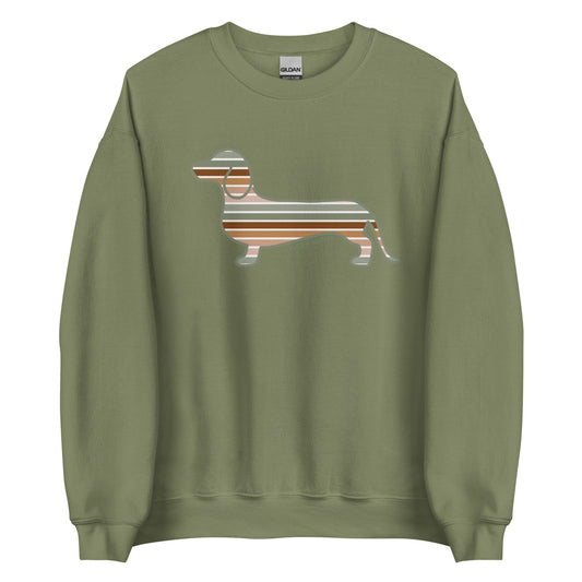 Military green dachshund sweatshirt, Sage Sunset doxie crewneck for wiener dog lovers