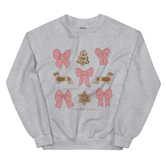 Doxie Sweatshirt - PINK DACHSHUND COQUETTE CHRISTMAS