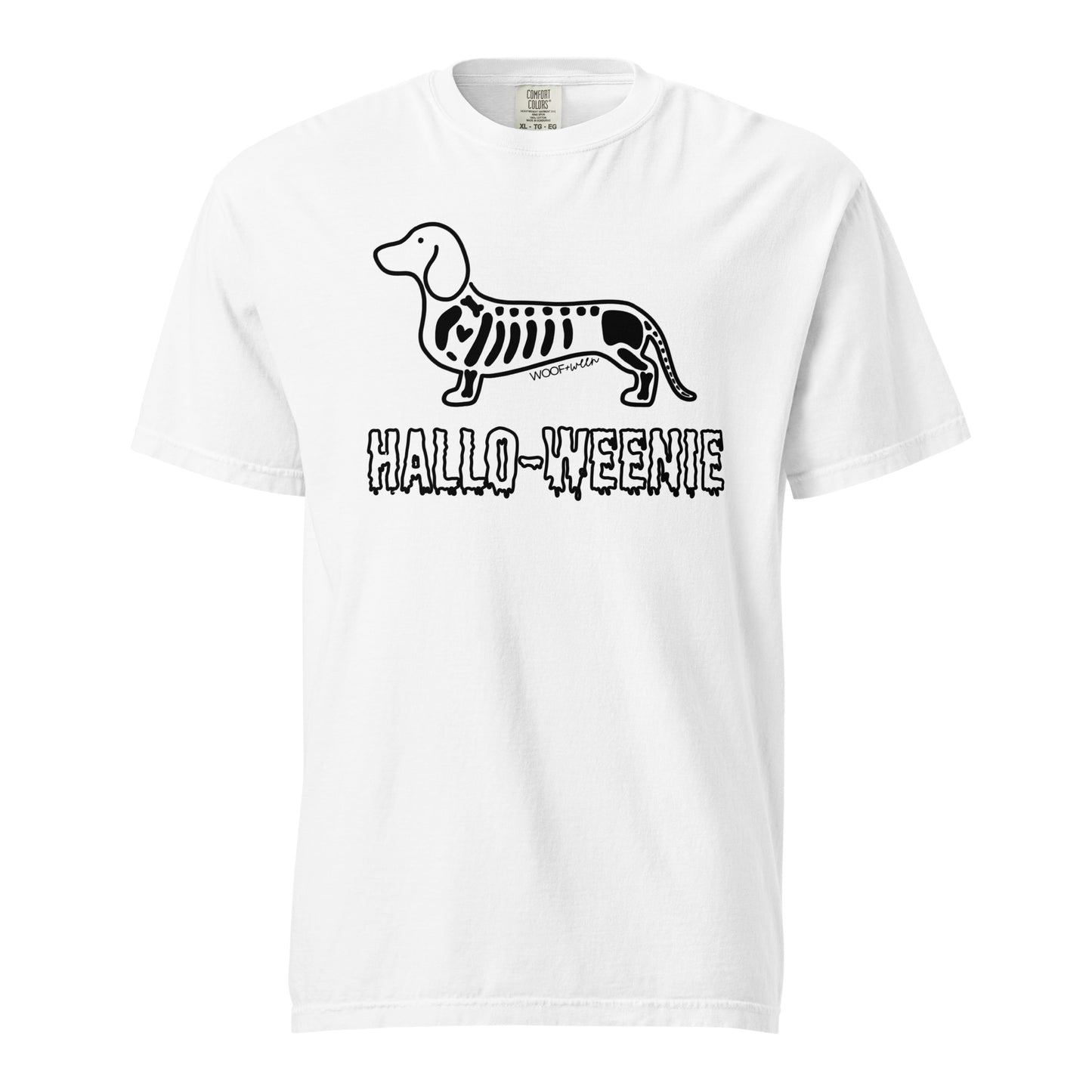 Halloweenie Doxie dachshund Halloween shirt white Comfort Colors garment dyed tee
