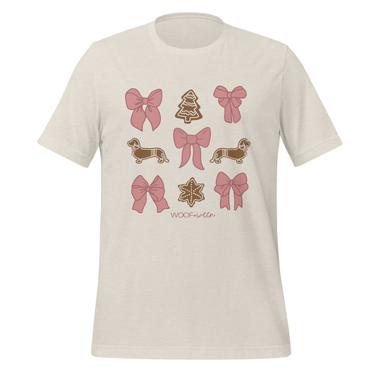 Dachshund Tshirt - PINK DACHSHUND COQUETTE CHRISTMAS
