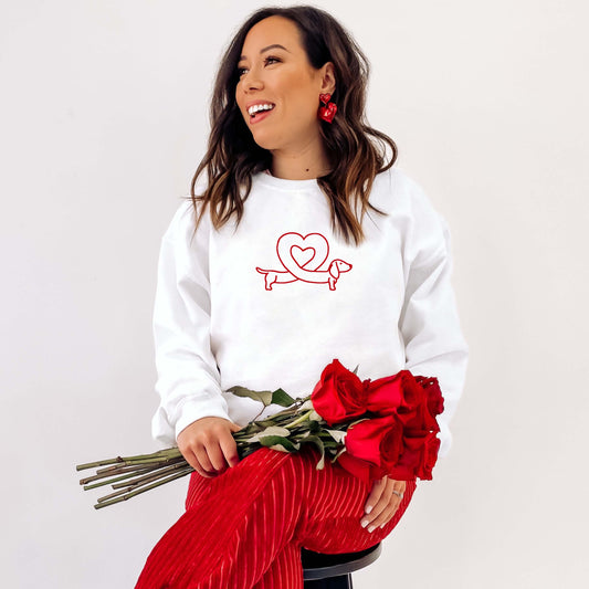 Embroidered Dachshund Sweatshirt - Heart Dog