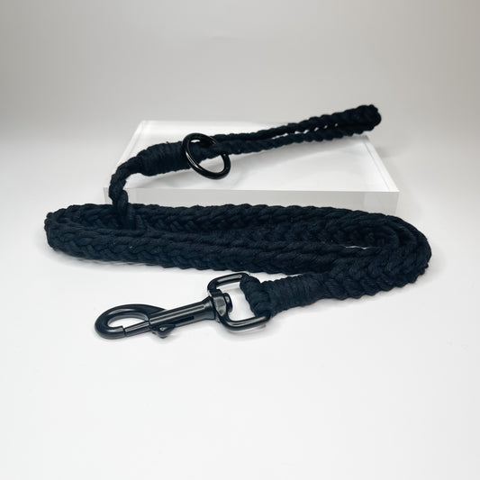 Leash - BLACK MACRAME DOUBLE BRAID