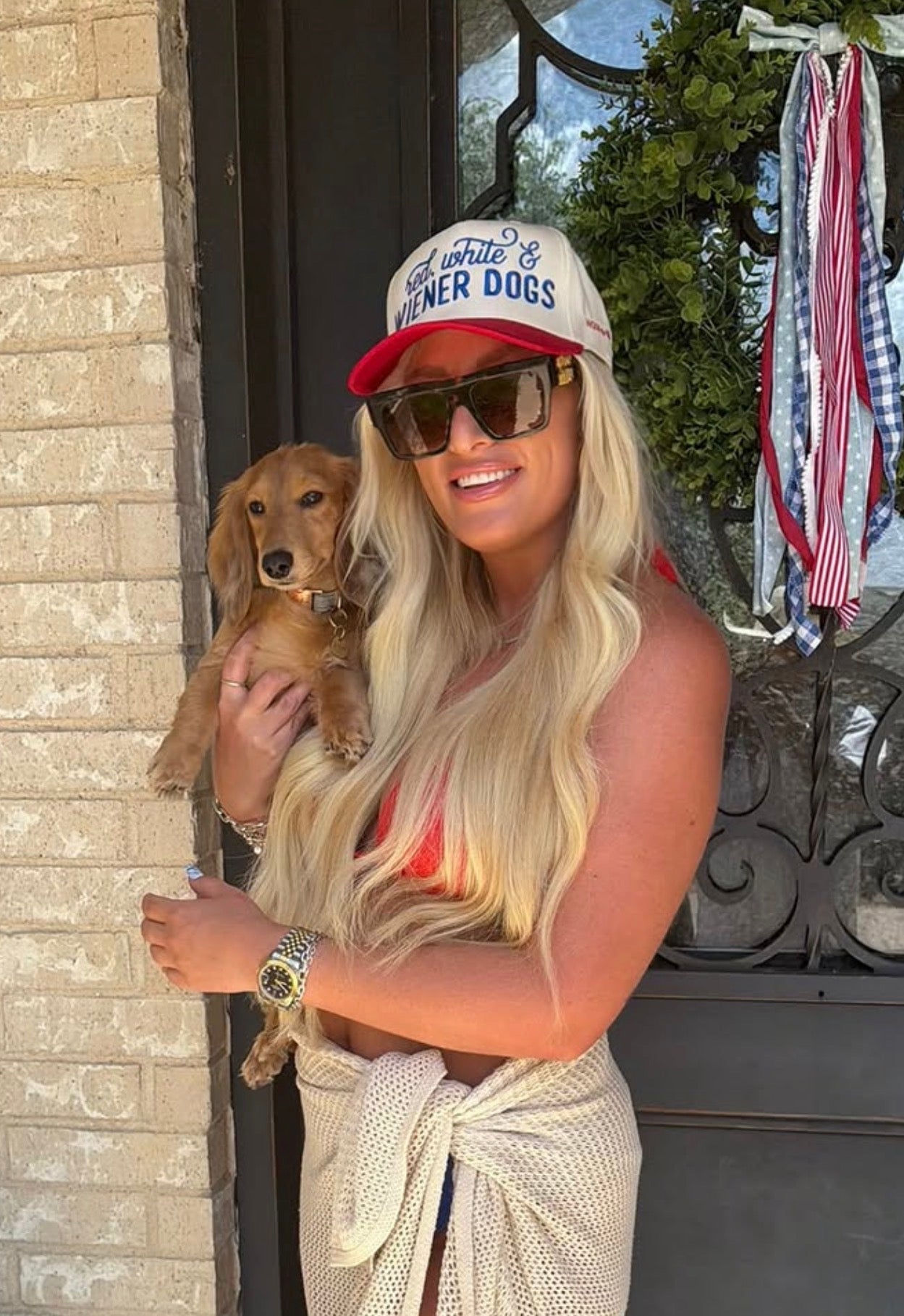 Dachshund Hat - Red White and Wiener Dogs