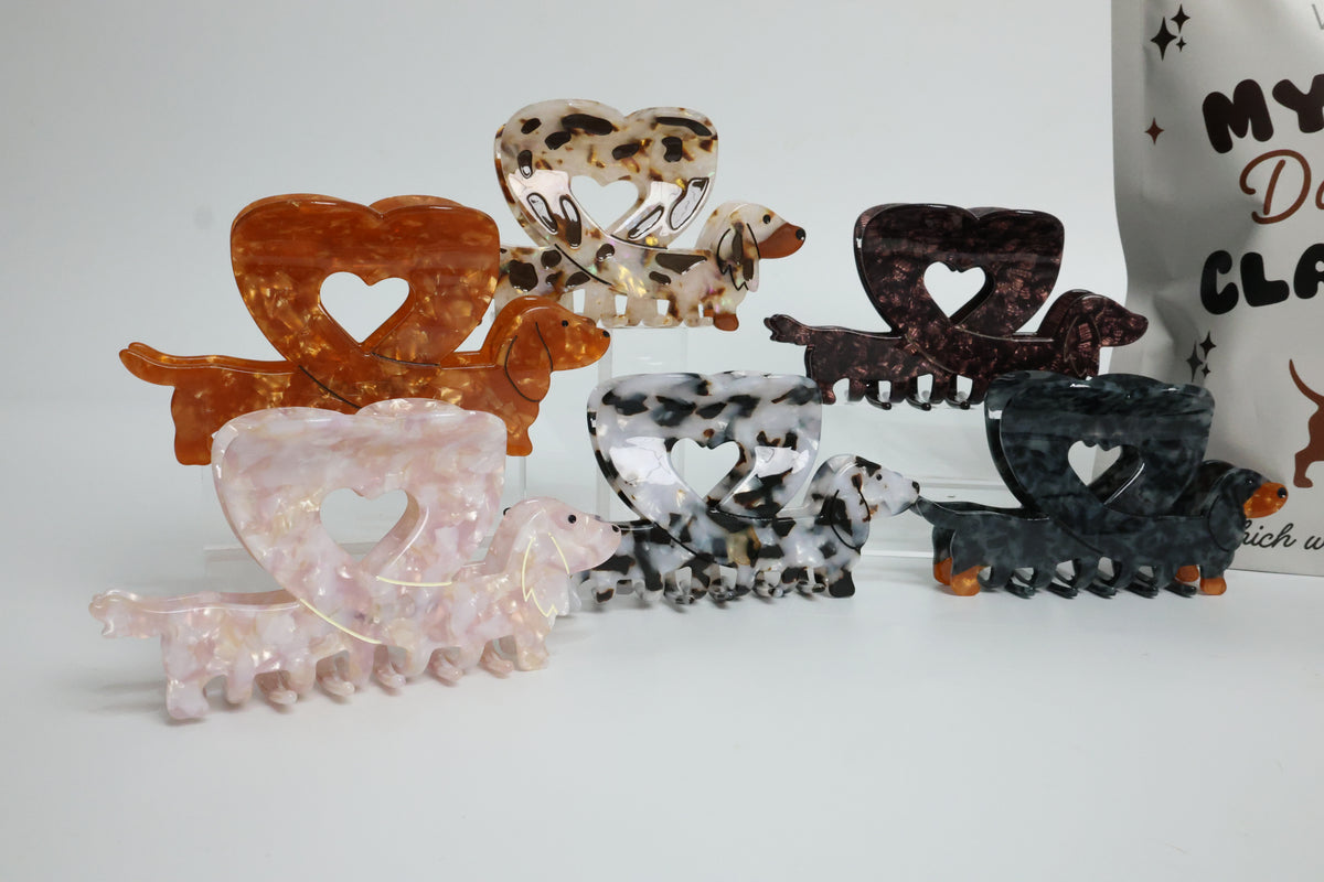 Mystery dachshund claw clip collect all 6 designs doxie mom gift