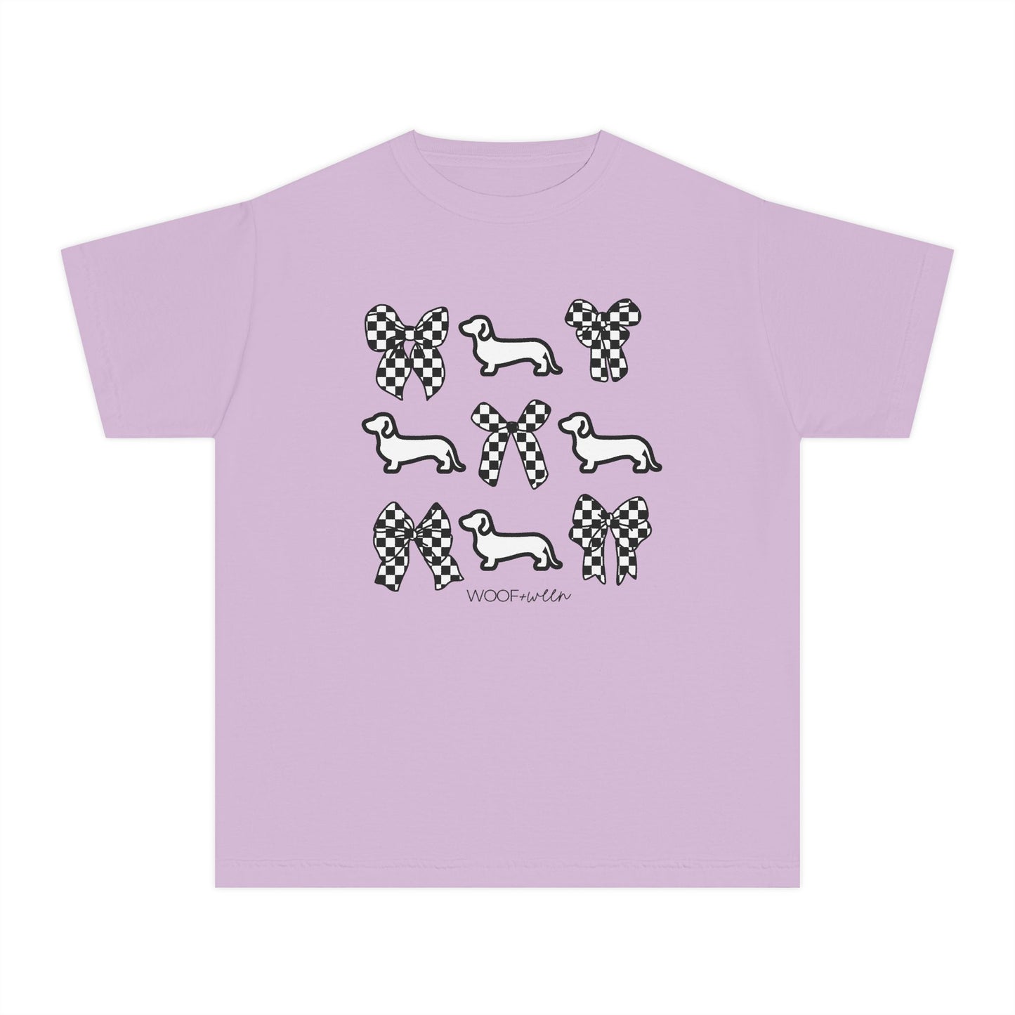 YOUTH Dachshund Tee - doxies and checkered bows