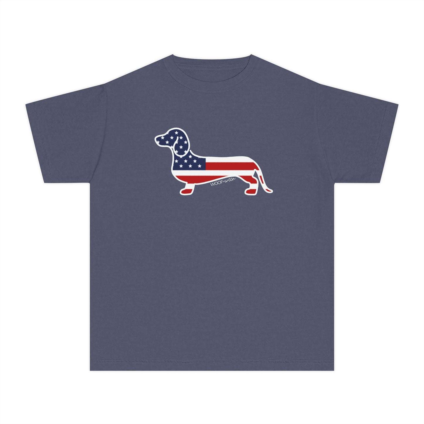 YOUTH Dachshund Tee - American Flag  Doxie
