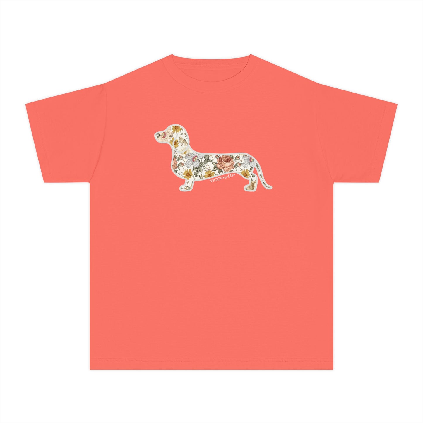 YOUTH Dachshund Tee - Flower Fields Doxie
