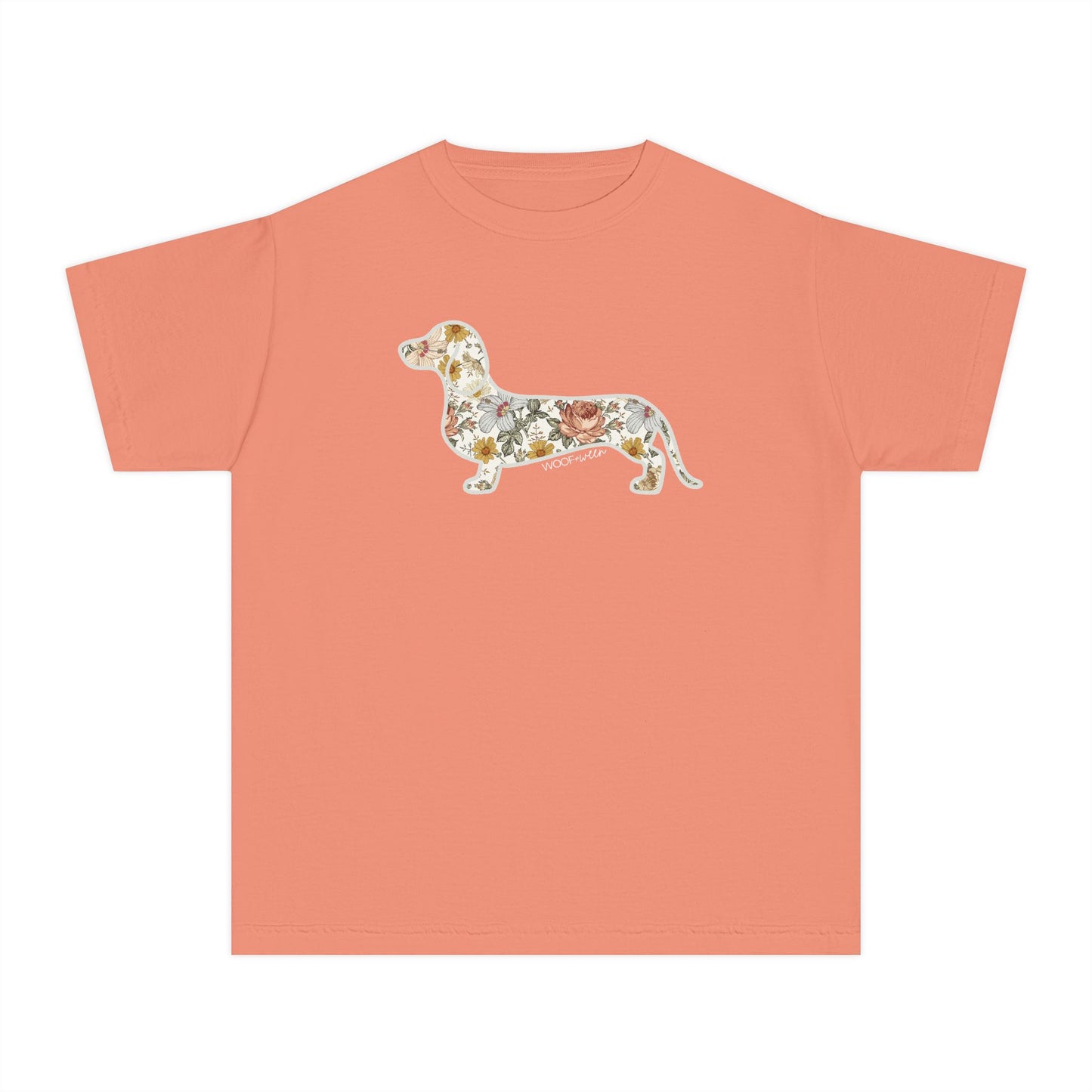 YOUTH Dachshund Tee - Flower Fields Doxie