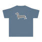 YOUTH Dachshund Tee - Black Checkered Doxie