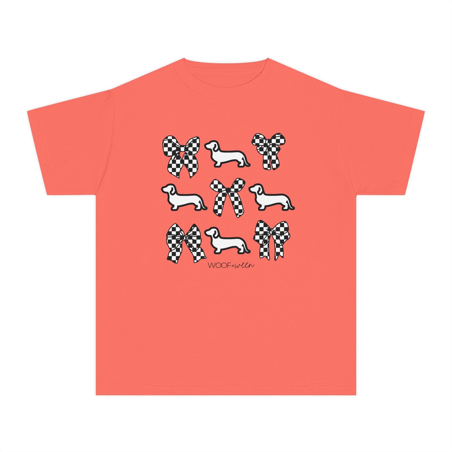 YOUTH Dachshund Tee - doxies and checkered bows