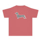 YOUTH Dachshund Tee - Black Checkered Doxie