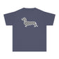YOUTH Dachshund Tee - Black Checkered Doxie