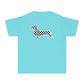 YOUTH Dachshund Tee - Black Checkered Doxie