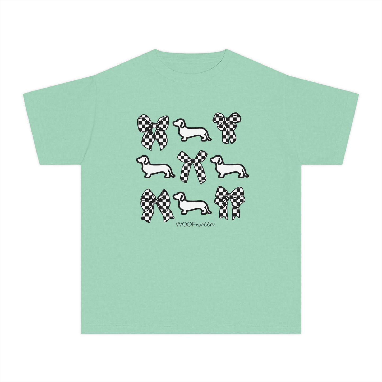 YOUTH Dachshund Tee - doxies and checkered bows
