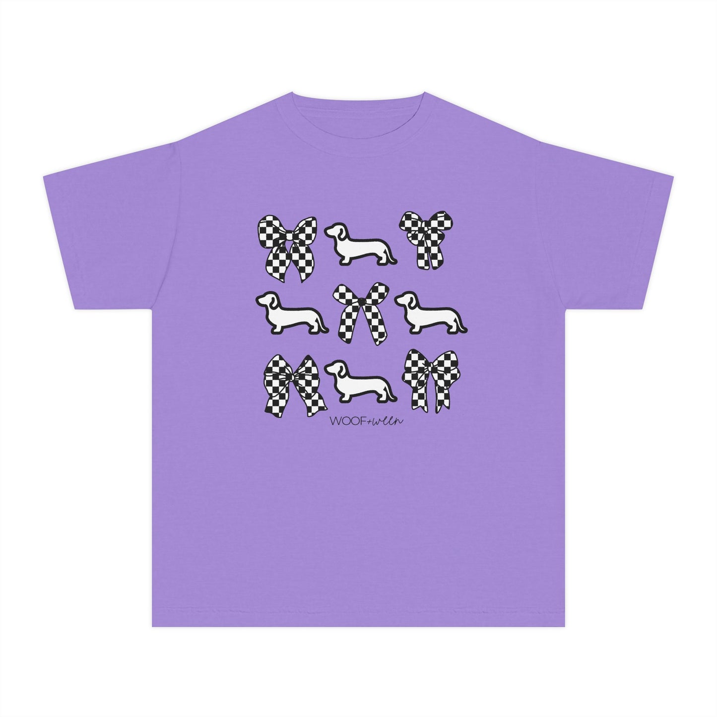 YOUTH Dachshund Tee - doxies and checkered bows