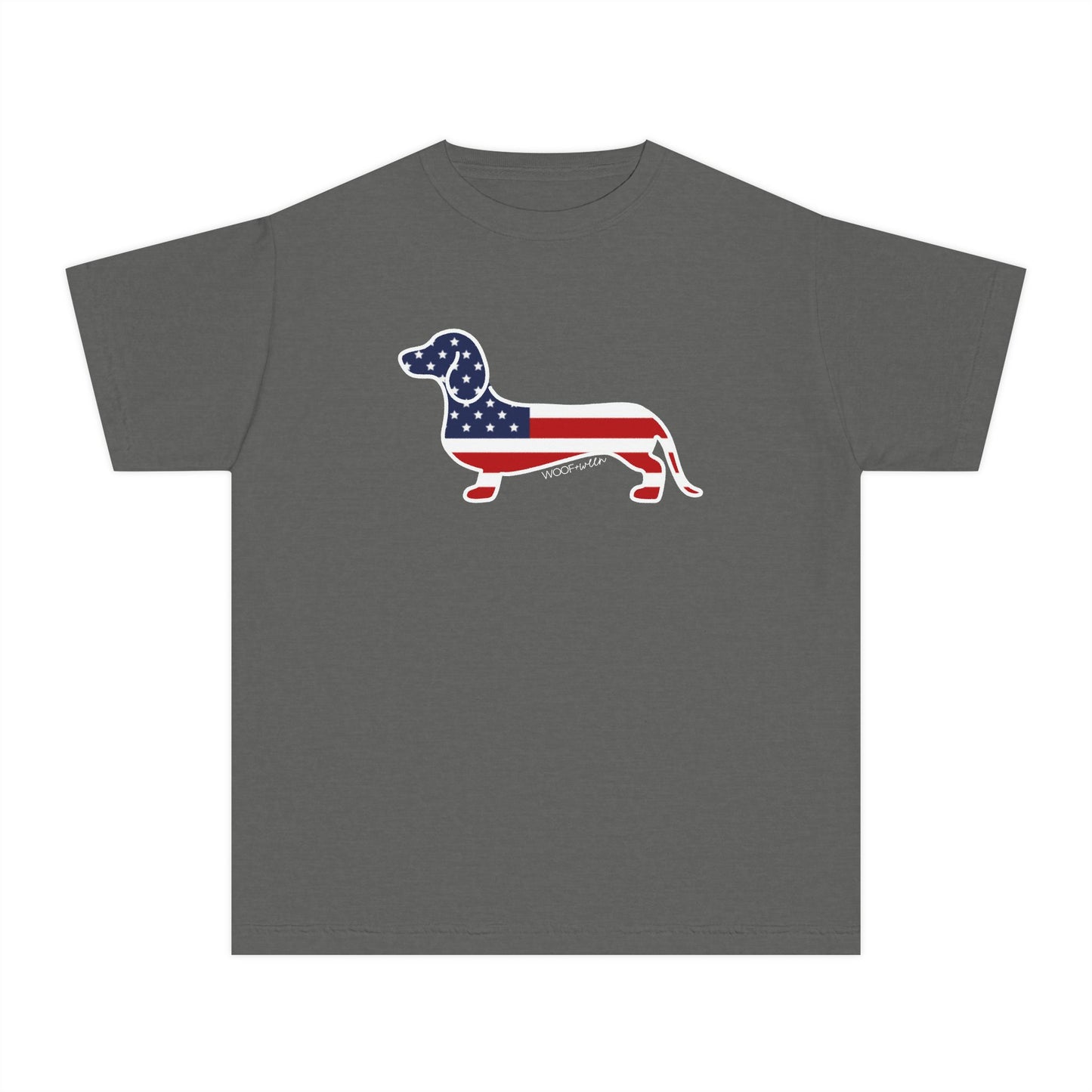 YOUTH Dachshund Tee - American Flag  Doxie