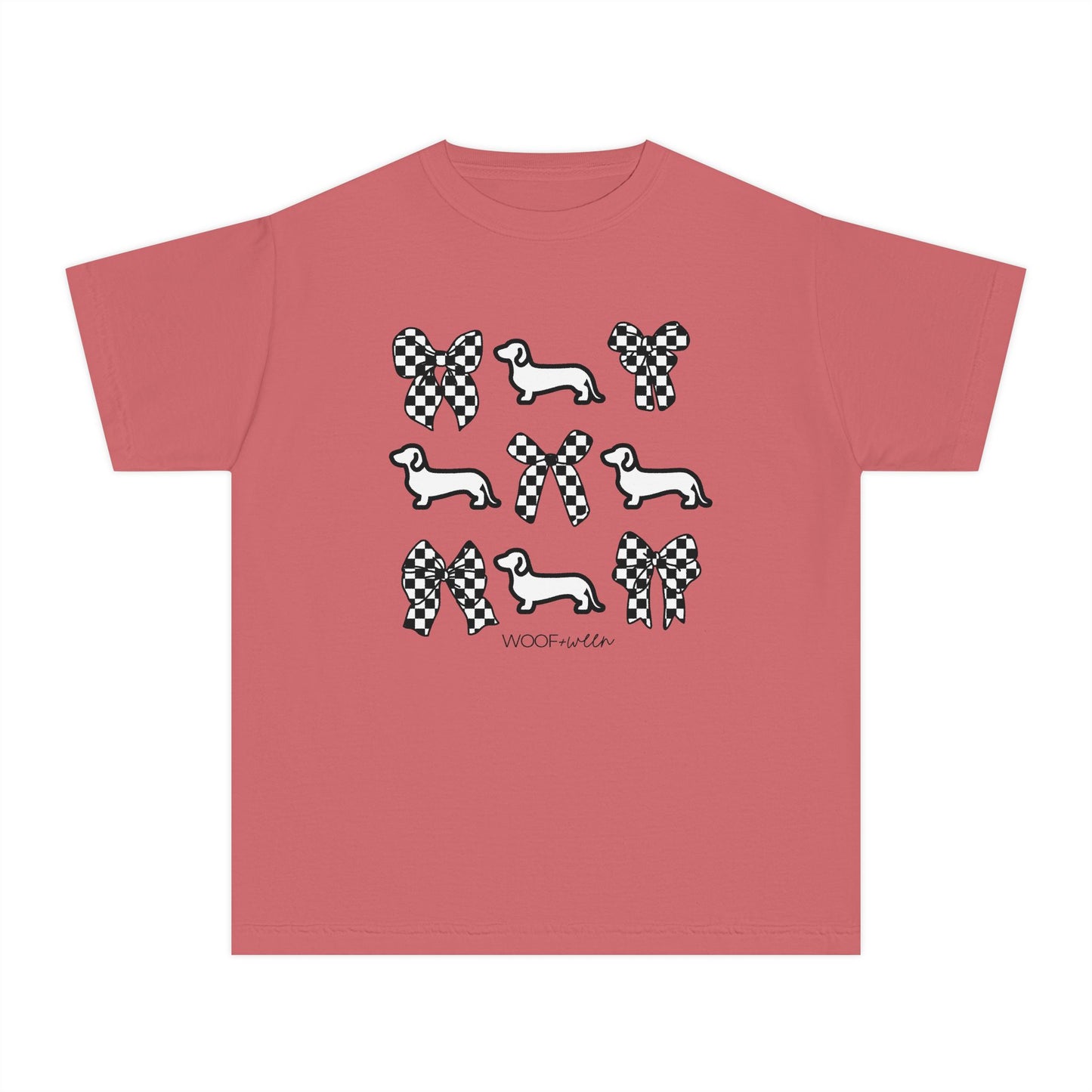 YOUTH Dachshund Tee - doxies and checkered bows