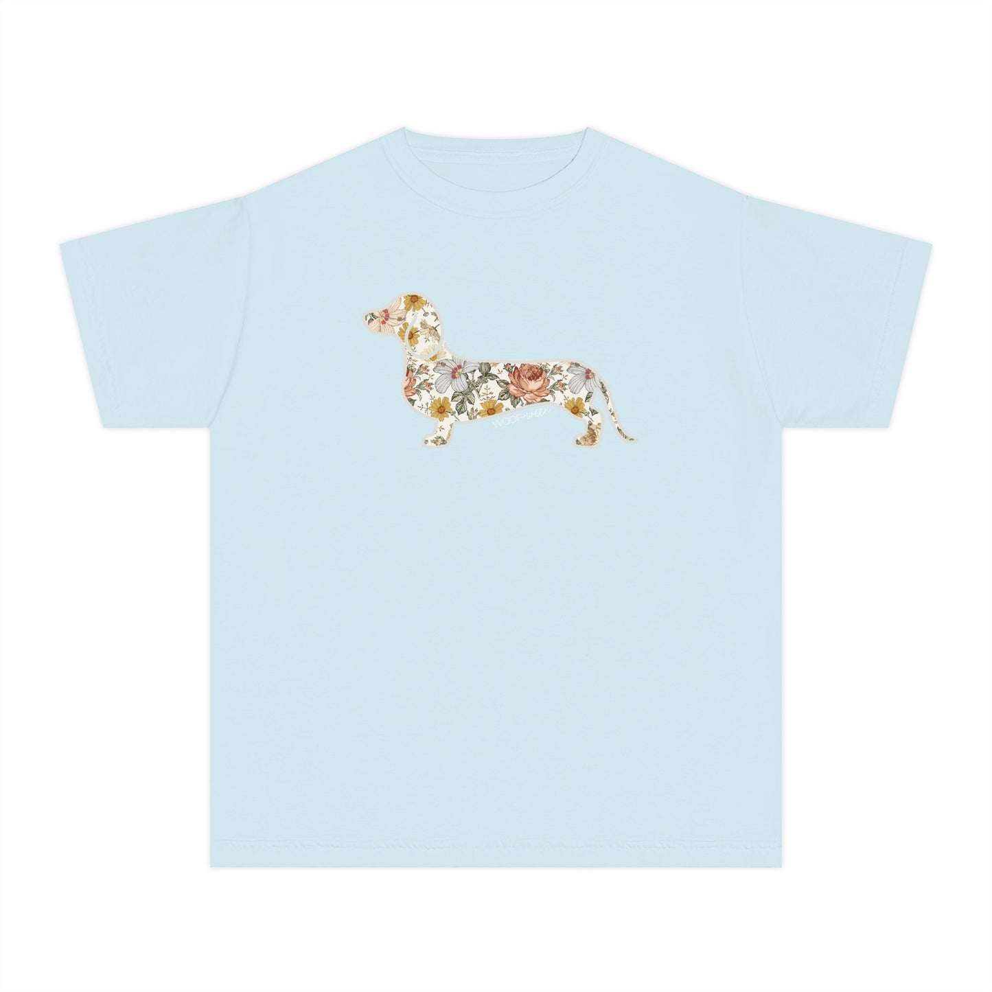 YOUTH Dachshund Tee - Flower Fields Doxie