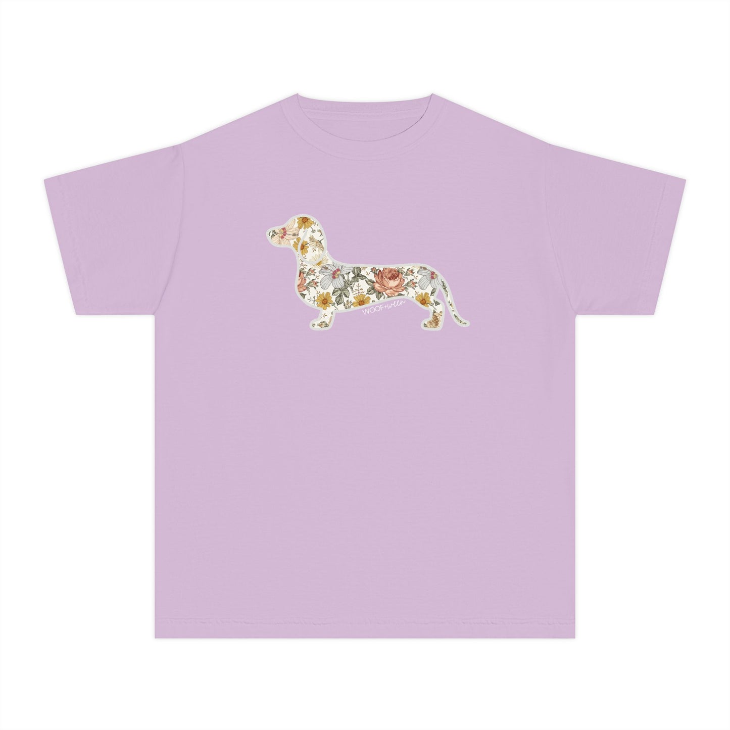 YOUTH Dachshund Tee - Flower Fields Doxie