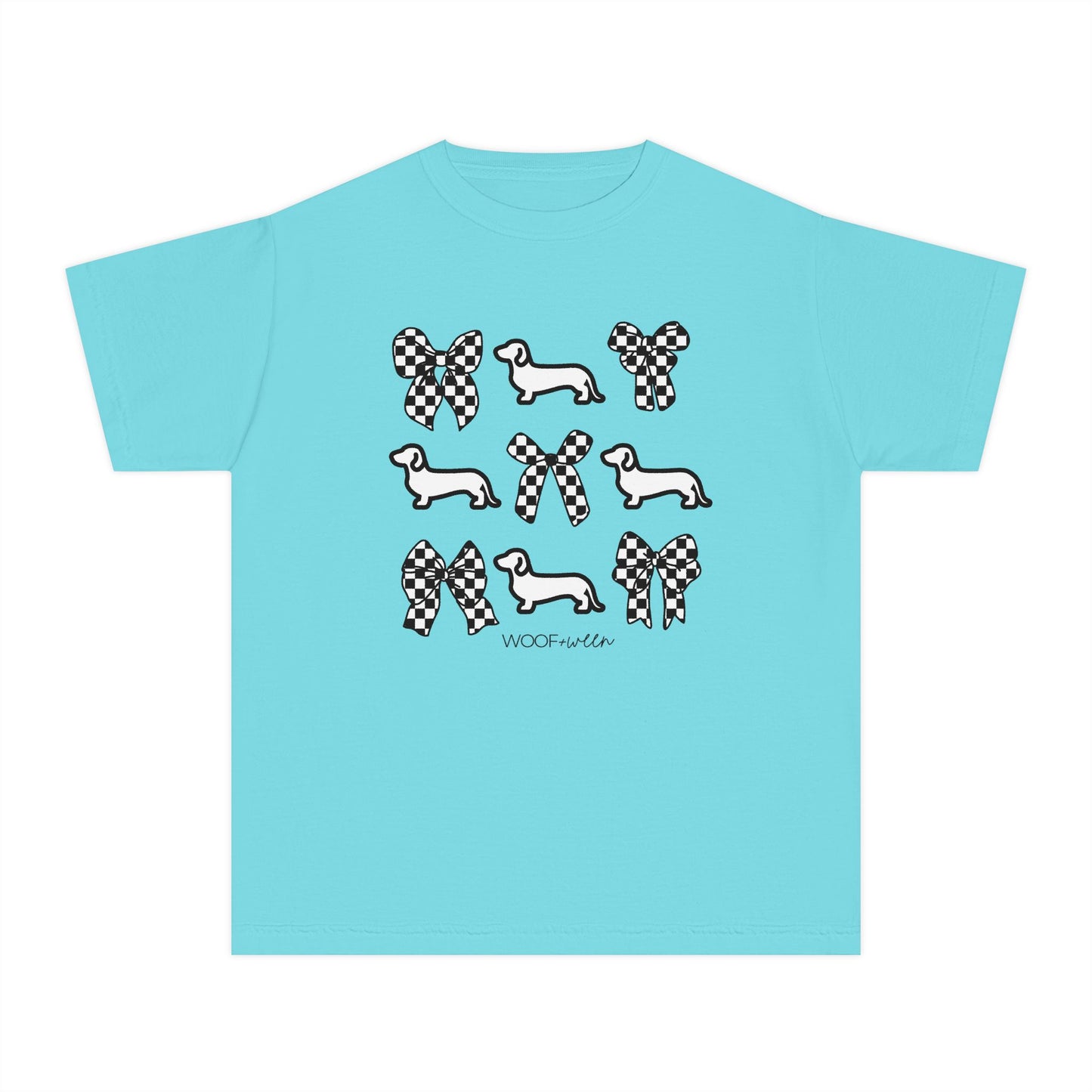 YOUTH Dachshund Tee - doxies and checkered bows
