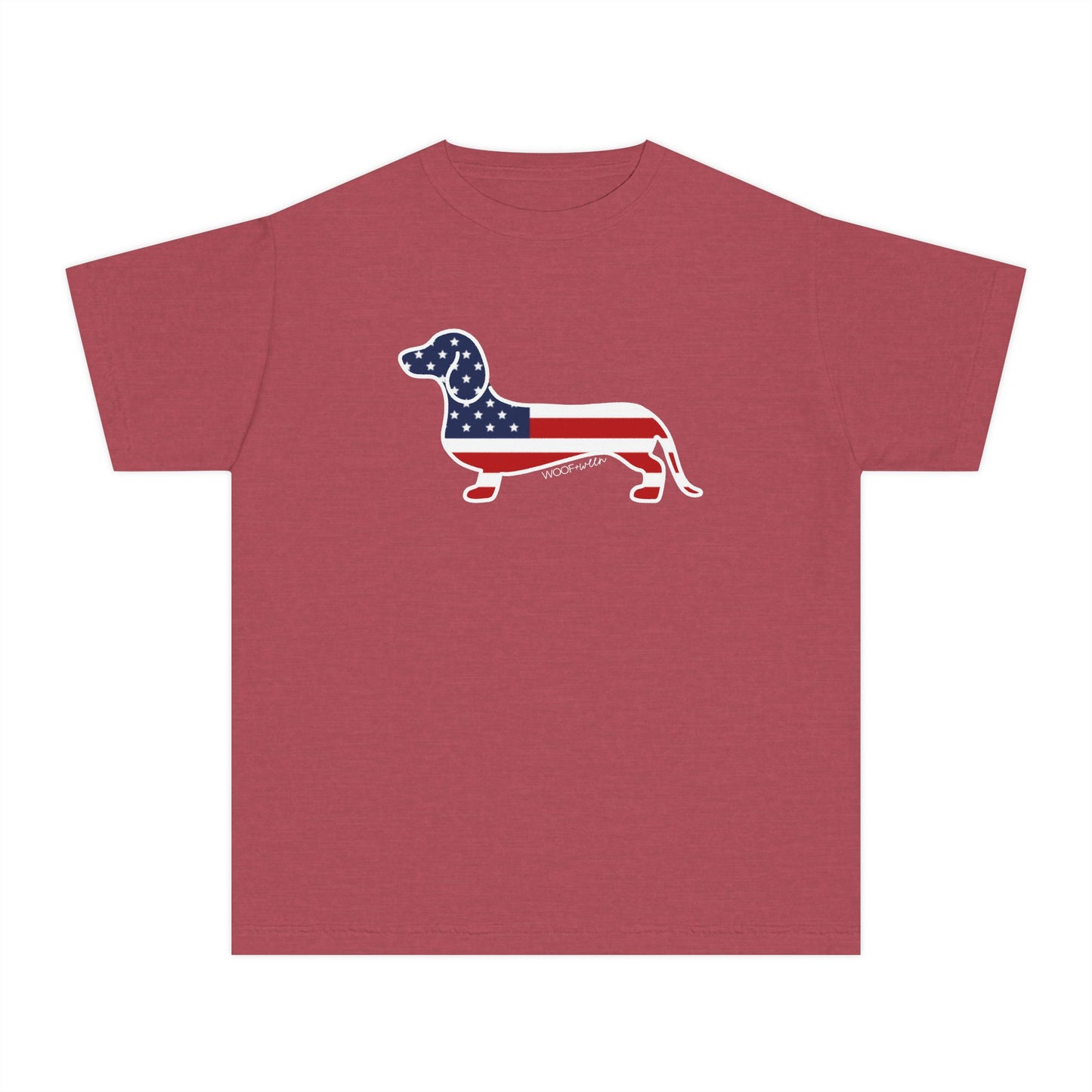 YOUTH Dachshund Tee - American Flag  Doxie