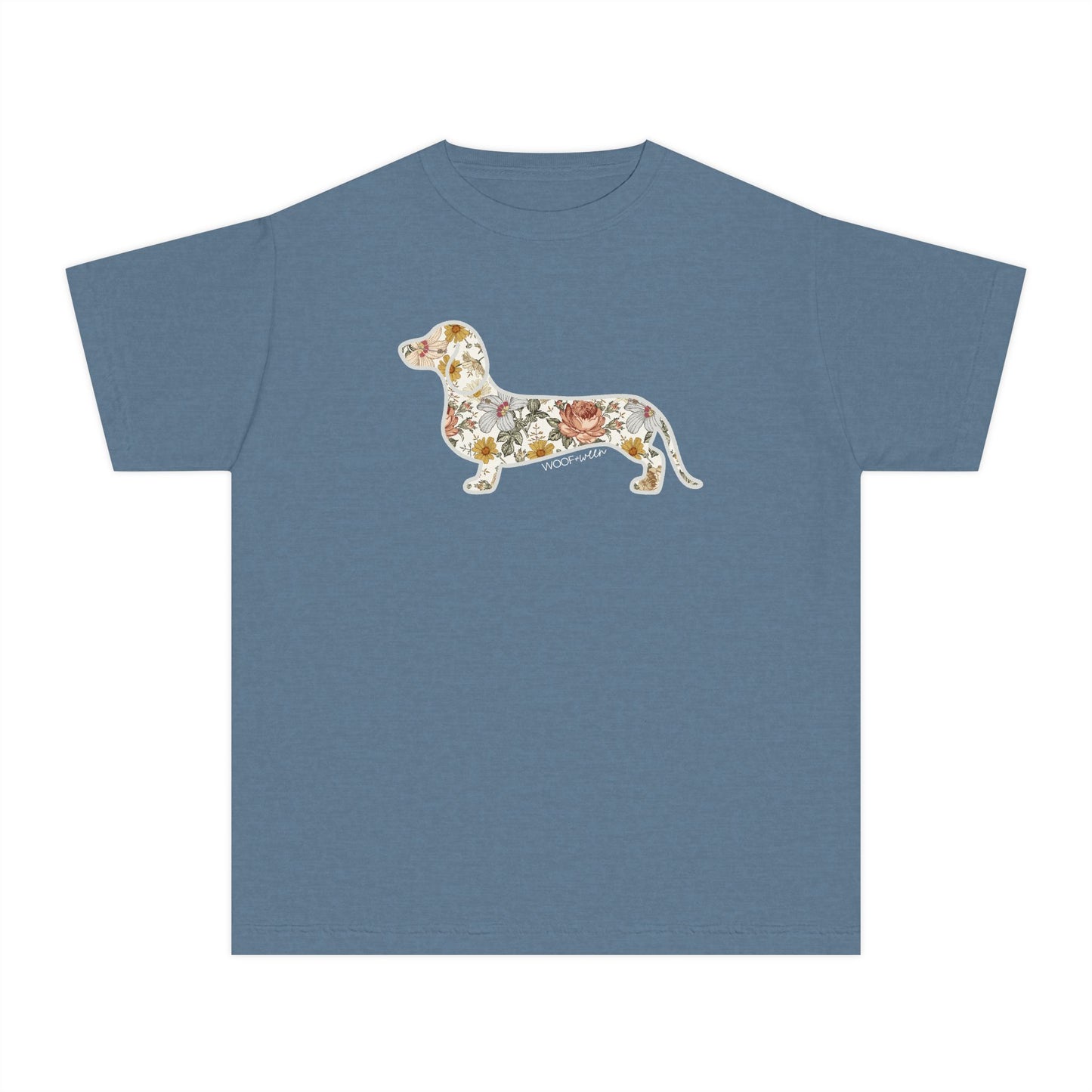 YOUTH Dachshund Tee - Flower Fields Doxie