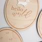 Dachshund Baby Wooden Monthly Milestone - Hello World Round