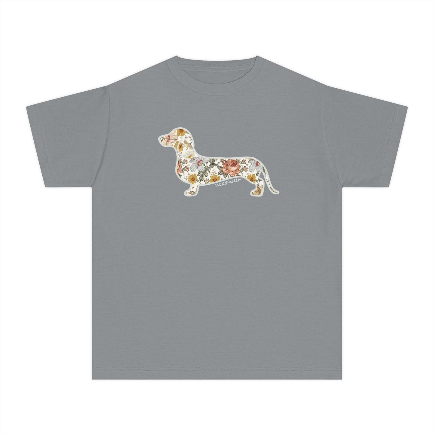 YOUTH Dachshund Tee - Flower Fields Doxie