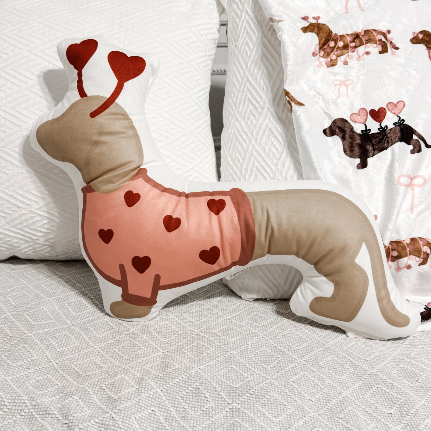 Dachshund Pillow - Valentines Pink Blonde Wiener Dog