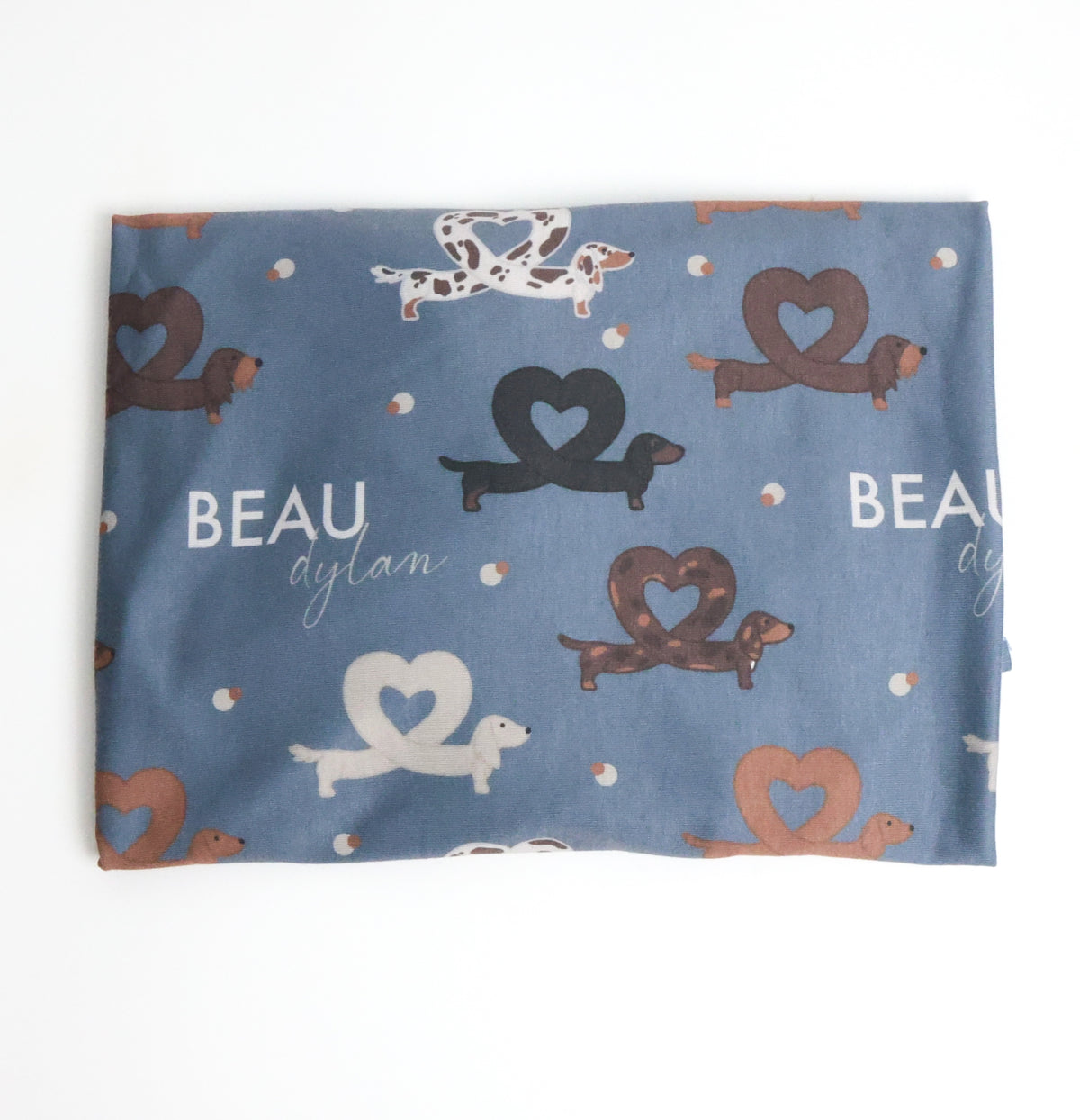 Dachshund Baby Swaddle Blanket - I Heart Dachshunds Custom Name